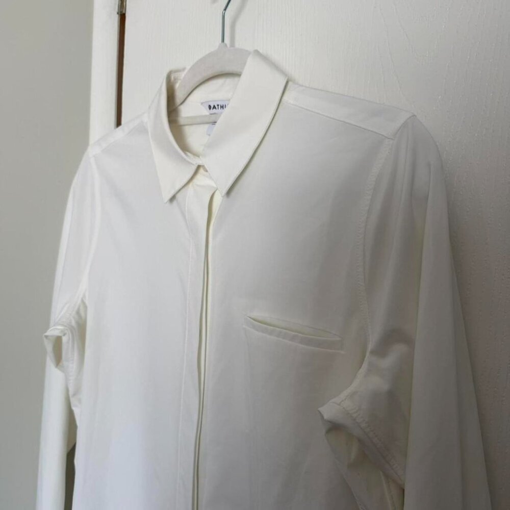 Athleta White Performance Button Down | Pilates C… - image 5